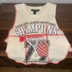 Forever 21 Cream and Red Champions Tank Top
